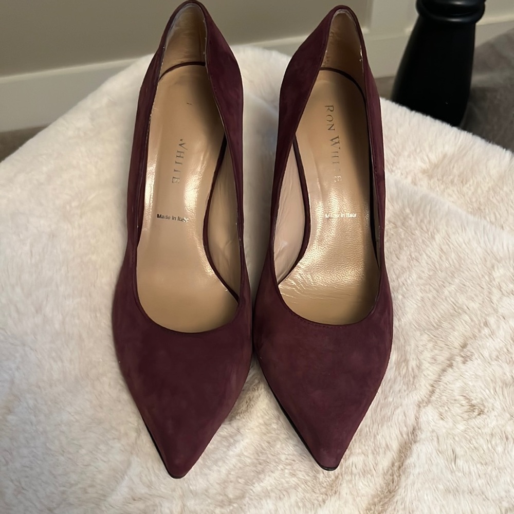 Ron white purple suede heels